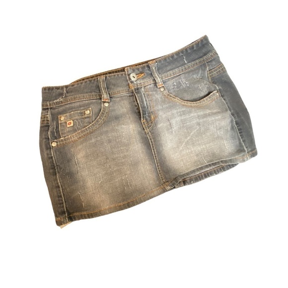 Paris Blue Distressed Ultra Mini Skirt Size 7 - Picture 1 of 13